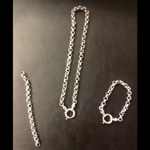 14K White Gold Necklace and Bracelet Set